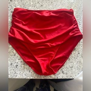 Unknown Brand. High waisted red bathing suit bottom.